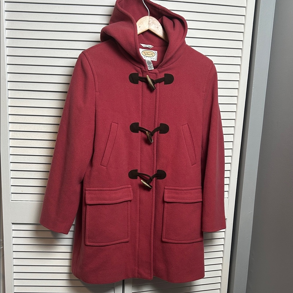 Talbots vintage wool blend Hooded Toggle Pea Coat in Rose size vintage 14
